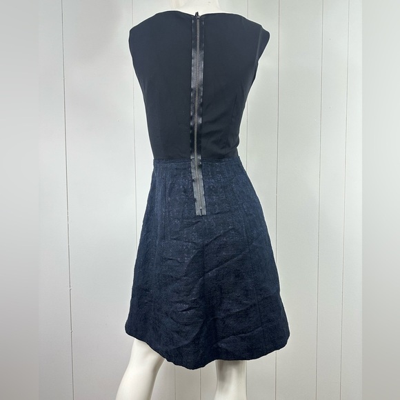 Elie Tahari Sleeveless Black/Blue Pleated Zip Mini A-Line Dress Silk Blend Skirt - Picture 5 of 13